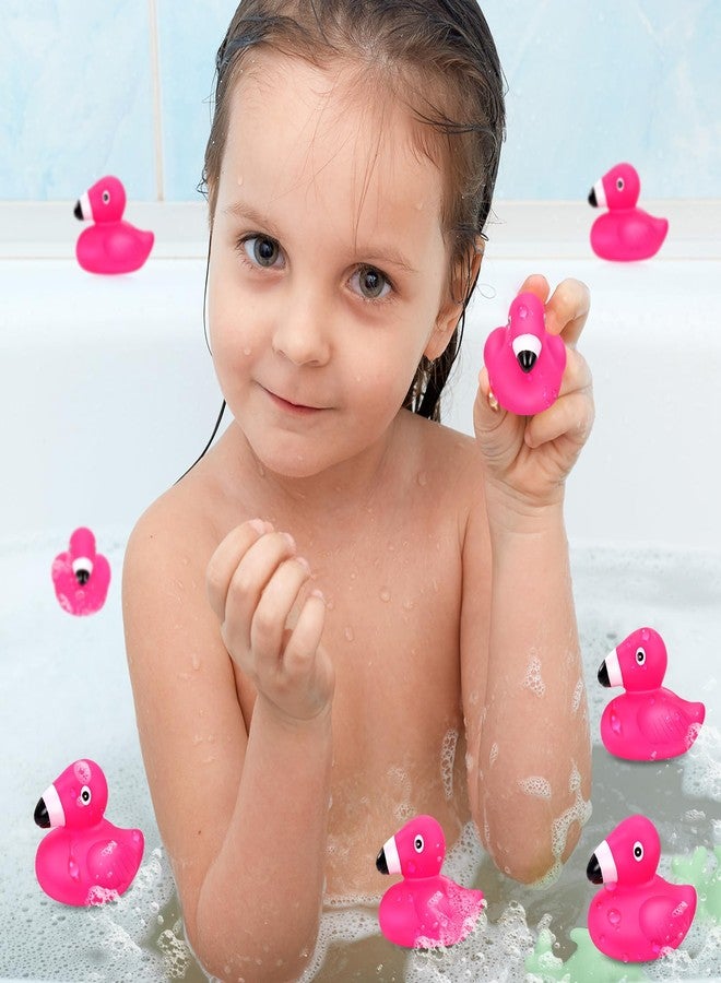 VICROIC 12 PCS Flamingo Rubber Ducks, Pink Cute Flamingo Duck, Floating Squeaky Bath Toys for Baby Shower Birthday Party Favors, Mini Rubber Ducks for Cake Decoration Classroom Prizes - Image 4